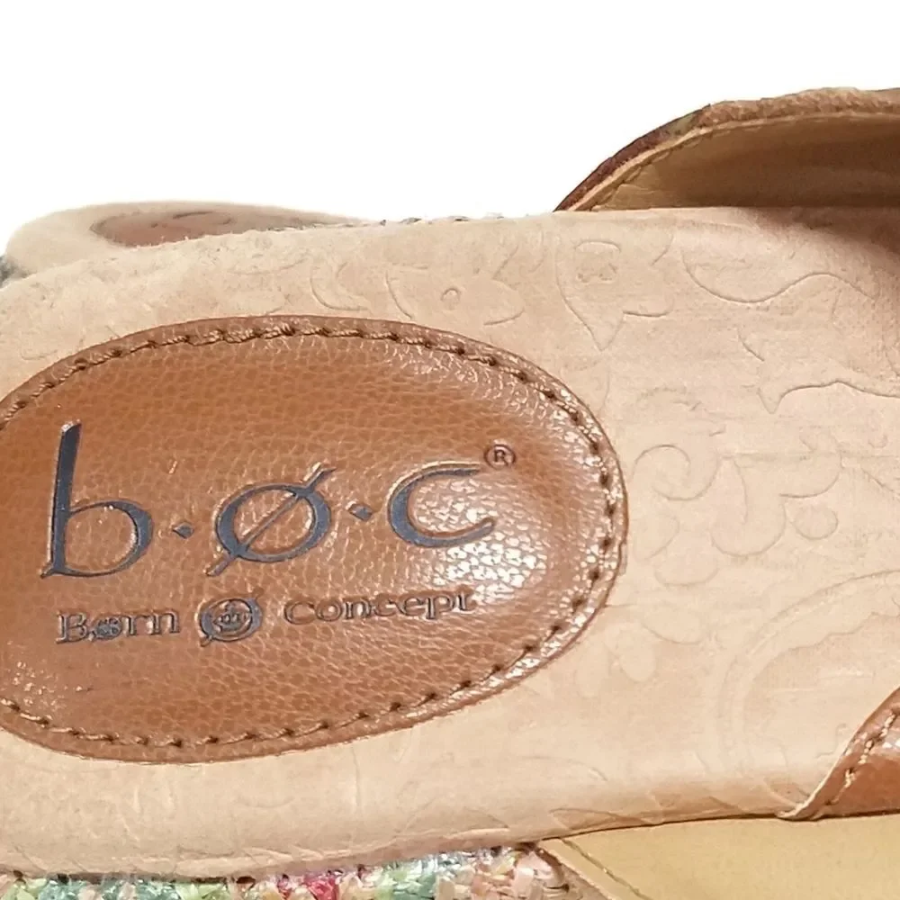 B.o.c. Aztec Print Open Toe Wedge Platform Sandals